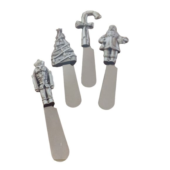 Belk Exclusive Silver Plated Set Of 4 Christmas Spreaders in Original Box - Picture 8 of 9